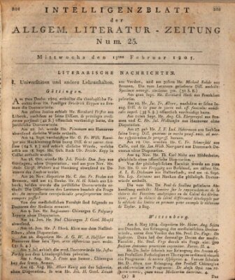 Allgemeine Literatur-Zeitung (Literarisches Zentralblatt für Deutschland) Mittwoch 13. Februar 1805