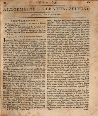 Allgemeine Literatur-Zeitung (Literarisches Zentralblatt für Deutschland) Mittwoch 6. März 1805