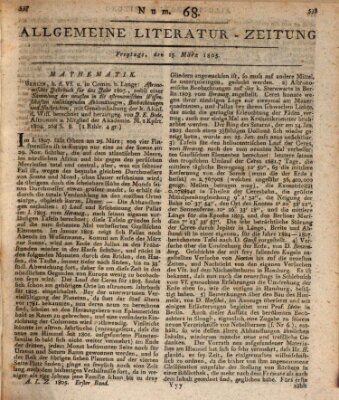 Allgemeine Literatur-Zeitung (Literarisches Zentralblatt für Deutschland) Freitag 15. März 1805