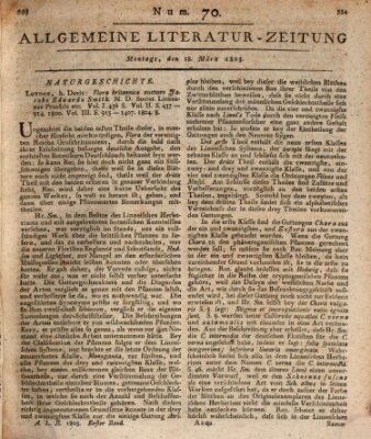 Allgemeine Literatur-Zeitung (Literarisches Zentralblatt für Deutschland) Montag 18. März 1805