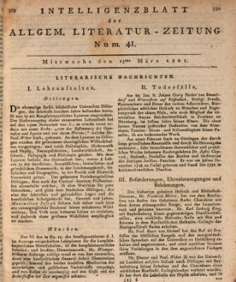 Allgemeine Literatur-Zeitung (Literarisches Zentralblatt für Deutschland) Mittwoch 13. März 1805