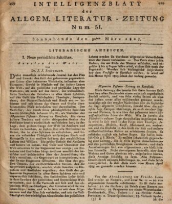 Allgemeine Literatur-Zeitung (Literarisches Zentralblatt für Deutschland) Samstag 30. März 1805