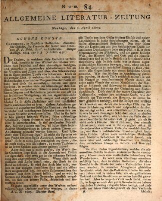 Allgemeine Literatur-Zeitung (Literarisches Zentralblatt für Deutschland) Montag 1. April 1805