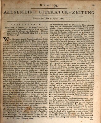 Allgemeine Literatur-Zeitung (Literarisches Zentralblatt für Deutschland) Dienstag 9. April 1805