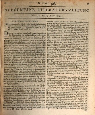 Allgemeine Literatur-Zeitung (Literarisches Zentralblatt für Deutschland) Montag 15. April 1805