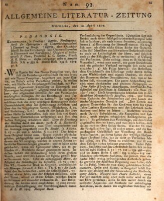 Allgemeine Literatur-Zeitung (Literarisches Zentralblatt für Deutschland) Mittwoch 10. April 1805