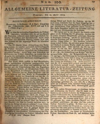 Allgemeine Literatur-Zeitung (Literarisches Zentralblatt für Deutschland) Freitag 19. April 1805