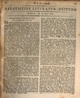 Allgemeine Literatur-Zeitung (Literarisches Zentralblatt für Deutschland) Mittwoch 24. April 1805