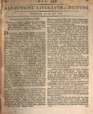 Allgemeine Literatur-Zeitung (Literarisches Zentralblatt für Deutschland) Donnerstag 25. April 1805