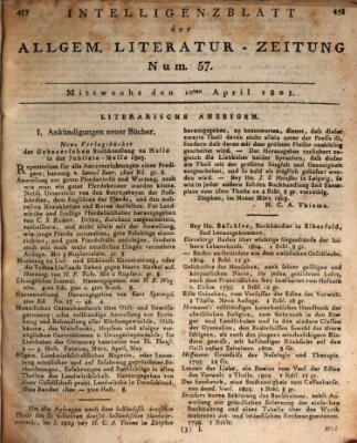 Allgemeine Literatur-Zeitung (Literarisches Zentralblatt für Deutschland) Mittwoch 10. April 1805