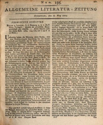 Allgemeine Literatur-Zeitung (Literarisches Zentralblatt für Deutschland) Samstag 18. Mai 1805