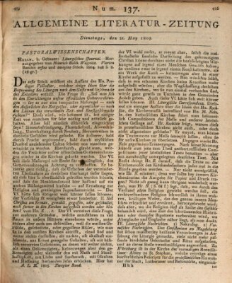 Allgemeine Literatur-Zeitung (Literarisches Zentralblatt für Deutschland) Dienstag 21. Mai 1805