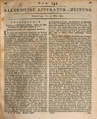 Allgemeine Literatur-Zeitung (Literarisches Zentralblatt für Deutschland) Samstag 25. Mai 1805