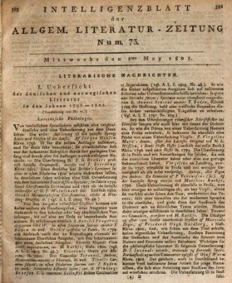 Allgemeine Literatur-Zeitung (Literarisches Zentralblatt für Deutschland) Mittwoch 8. Mai 1805