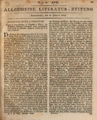 Allgemeine Literatur-Zeitung (Literarisches Zentralblatt für Deutschland) Samstag 29. Juni 1805