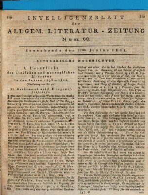 Allgemeine Literatur-Zeitung (Literarisches Zentralblatt für Deutschland) Samstag 22. Juni 1805