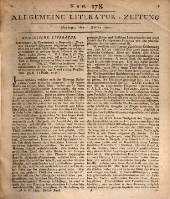 Allgemeine Literatur-Zeitung (Literarisches Zentralblatt für Deutschland) Montag 1. Juli 1805