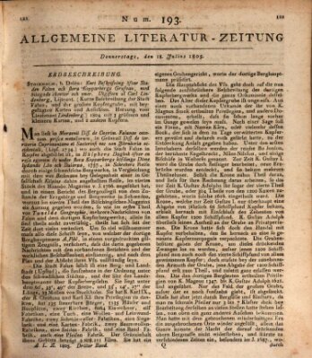 Allgemeine Literatur-Zeitung (Literarisches Zentralblatt für Deutschland) Donnerstag 18. Juli 1805