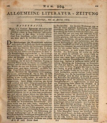 Allgemeine Literatur-Zeitung (Literarisches Zentralblatt für Deutschland) Dienstag 30. Juli 1805