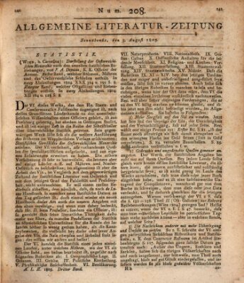 Allgemeine Literatur-Zeitung (Literarisches Zentralblatt für Deutschland) Samstag 3. August 1805