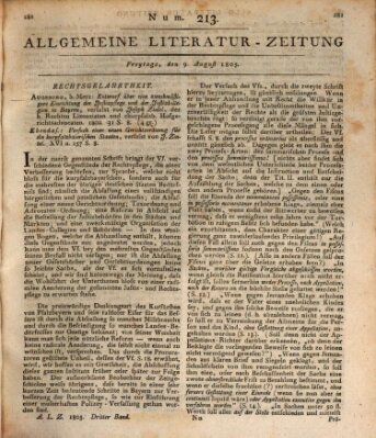 Allgemeine Literatur-Zeitung (Literarisches Zentralblatt für Deutschland) Freitag 9. August 1805