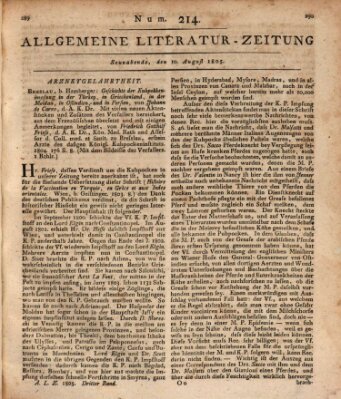 Allgemeine Literatur-Zeitung (Literarisches Zentralblatt für Deutschland) Samstag 10. August 1805