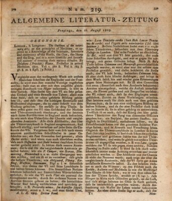 Allgemeine Literatur-Zeitung (Literarisches Zentralblatt für Deutschland) Freitag 16. August 1805