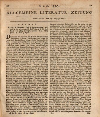 Allgemeine Literatur-Zeitung (Literarisches Zentralblatt für Deutschland) Samstag 17. August 1805