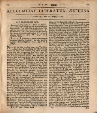 Allgemeine Literatur-Zeitung (Literarisches Zentralblatt für Deutschland) Dienstag 20. August 1805