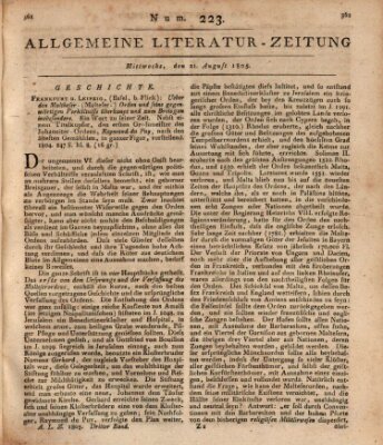 Allgemeine Literatur-Zeitung (Literarisches Zentralblatt für Deutschland) Mittwoch 21. August 1805