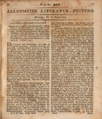 Allgemeine Literatur-Zeitung (Literarisches Zentralblatt für Deutschland) Montag 26. August 1805