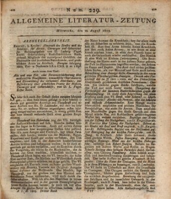 Allgemeine Literatur-Zeitung (Literarisches Zentralblatt für Deutschland) Mittwoch 28. August 1805