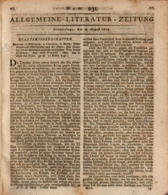 Allgemeine Literatur-Zeitung (Literarisches Zentralblatt für Deutschland) Donnerstag 29. August 1805