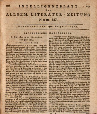 Allgemeine Literatur-Zeitung (Literarisches Zentralblatt für Deutschland) Mittwoch 14. August 1805