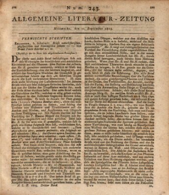 Allgemeine Literatur-Zeitung (Literarisches Zentralblatt für Deutschland) Mittwoch 11. September 1805