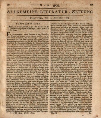 Allgemeine Literatur-Zeitung (Literarisches Zentralblatt für Deutschland) Donnerstag 19. September 1805