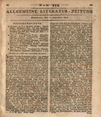 Allgemeine Literatur-Zeitung (Literarisches Zentralblatt für Deutschland) Samstag 21. September 1805