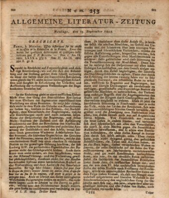 Allgemeine Literatur-Zeitung (Literarisches Zentralblatt für Deutschland) Montag 23. September 1805