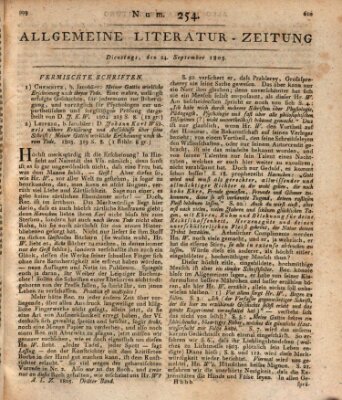 Allgemeine Literatur-Zeitung (Literarisches Zentralblatt für Deutschland) Dienstag 24. September 1805