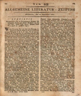 Allgemeine Literatur-Zeitung (Literarisches Zentralblatt für Deutschland) Mittwoch 25. September 1805