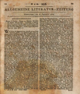 Allgemeine Literatur-Zeitung (Literarisches Zentralblatt für Deutschland) Donnerstag 26. September 1805