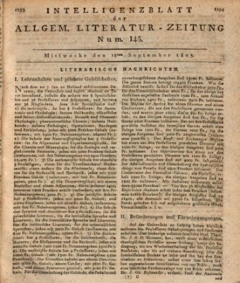 Allgemeine Literatur-Zeitung (Literarisches Zentralblatt für Deutschland) Mittwoch 18. September 1805