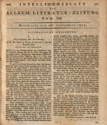 Allgemeine Literatur-Zeitung (Literarisches Zentralblatt für Deutschland) Mittwoch 25. September 1805