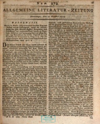 Allgemeine Literatur-Zeitung (Literarisches Zentralblatt für Deutschland) Dienstag 15. Oktober 1805