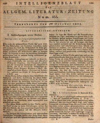 Allgemeine Literatur-Zeitung (Literarisches Zentralblatt für Deutschland) Samstag 5. Oktober 1805