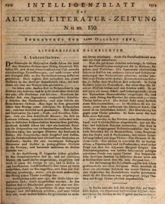 Allgemeine Literatur-Zeitung (Literarisches Zentralblatt für Deutschland) Samstag 12. Oktober 1805