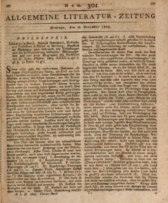 Allgemeine Literatur-Zeitung (Literarisches Zentralblatt für Deutschland) Montag 18. November 1805