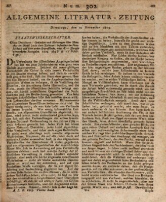 Allgemeine Literatur-Zeitung (Literarisches Zentralblatt für Deutschland) Dienstag 19. November 1805