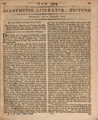 Allgemeine Literatur-Zeitung (Literarisches Zentralblatt für Deutschland) Mittwoch 20. November 1805