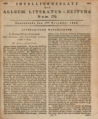 Allgemeine Literatur-Zeitung (Literarisches Zentralblatt für Deutschland) Samstag 16. November 1805